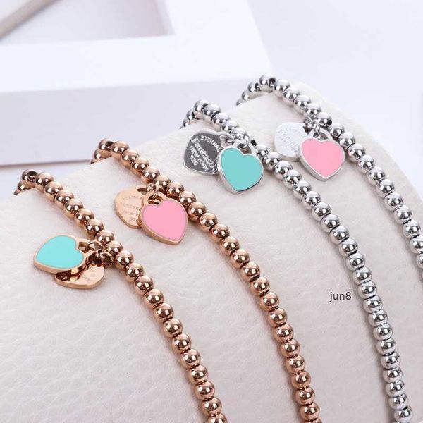 2023 Neuer Stil Tiffanyliis Charm-Armbänder Koreanischer neuer Mädchenschmuck Roségold-Armband Modeschmuck platinierter blau-rosa Damen-Handschmuck