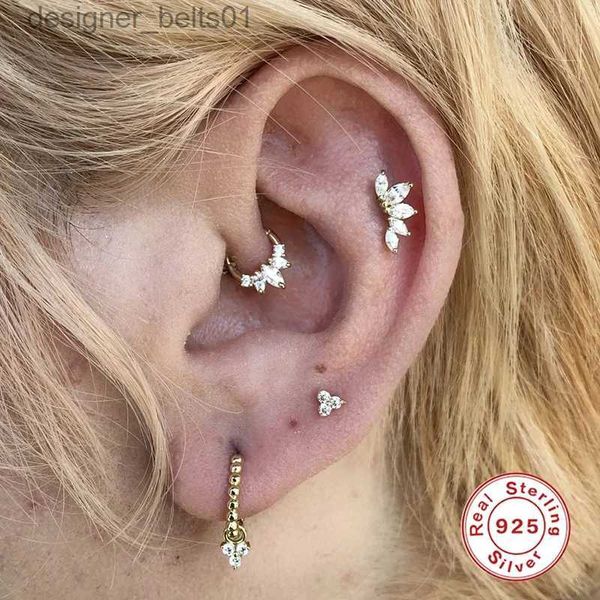 Orecchini a bottone Helix Tragus Orecchini in argento sterling 925 per donna Zirconia Aretes Pendientes Orecchino cartilagineo Piercing JewerlyL231117