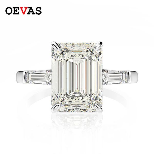 Eheringe OEVAS 925 Sterling Silber Smaragdschliff Edelstein Verlobungsdiamanten Ring Edler Schmuck Geschenke Großhandel 231117