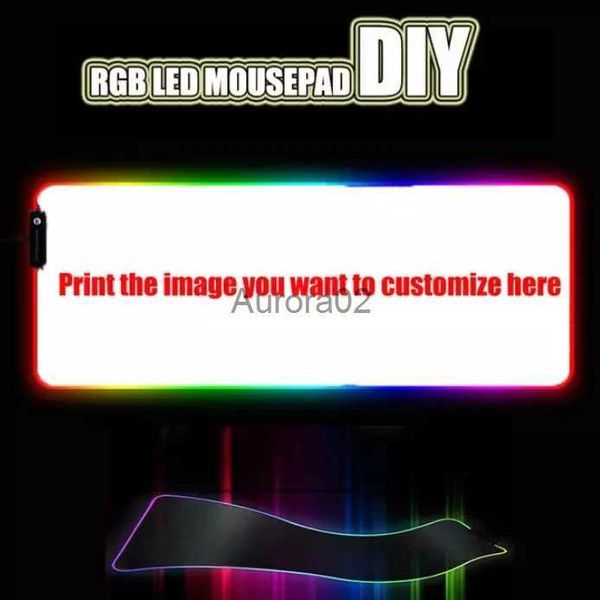 Коврики для мыши Подставки для запястий DIY Персонализированный коврик для мыши Светодиодная подсветка Большой игровой коврик для мыши RGB-освещение Коврик для ноутбука Настольный резиновый коврик для геймера Ковер YQ231117