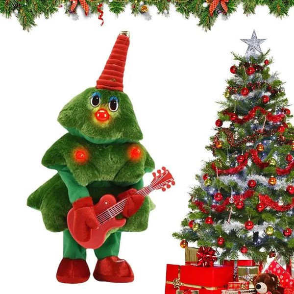 Плюшевые куклы, поющие, танцующие, рождественская елка, электрическая мягкая игрушка, качающаяся с музыкой и огнями 231116