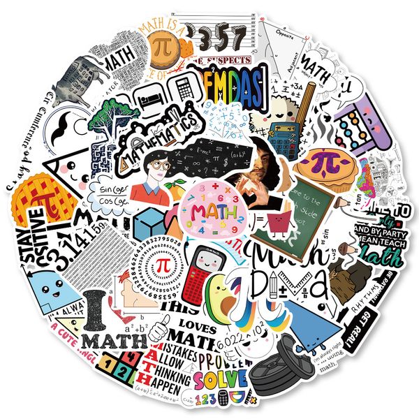 50pcs Matematik Formül Graffiti Stickers için Kaykay Araba Bebek Kask Kalem Kılıfı Dizüstü Bilgisayar Planlayıcı Dekor Dekor Kitap Albüm Kids Toys Guitar DIY DIY ATALALS