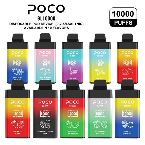 POCO vape soesjes 10000 10k bladerdeeg 100% originele wegwerpbar vape-pencartridge 10000 soesjes Oplaadbare luchtstroom instelbaar 20ML 15 smaken Apparaat vaper