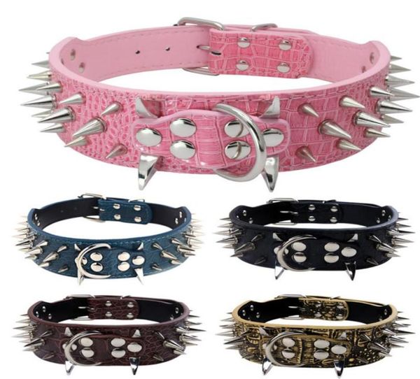 Collare per cani Collana per cuccioli in pelle PU Collari per cani a spillo Rivetti per cani di piccola taglia media Collari per animali Corno Spike Rivettatura Catena per cani 2012959259