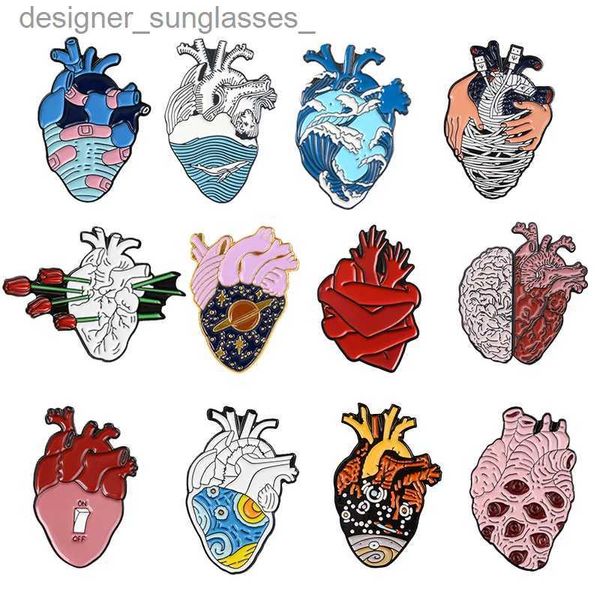 Spille Spille 19 stile Cuore anatomico Smalto Spilla Anatomia medica Spilla Cuore Neurologia Spille per medico e infermiere Lel Pin Borse Badge RegaliL231117