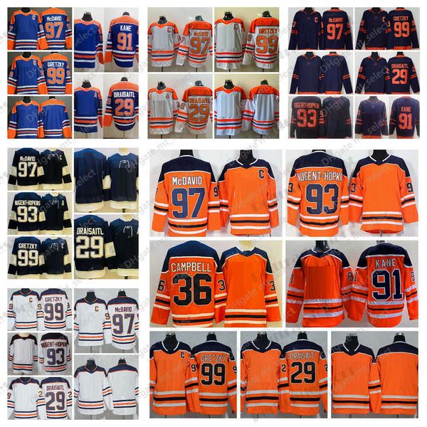 2021 Reverse Retro 97 Connor McDavid hockey''nHl'' maglie 99 Wayne Gretzky 29 Leon Draisaitl Orange Classic 93 Ryan Nugent-Hopkins 91 Evander Kane