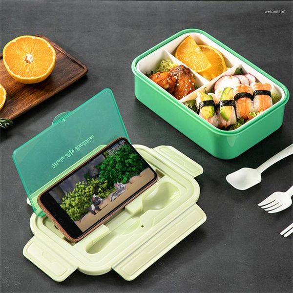 Conjuntos de utensílios de jantar bento box bento-amigável para o almoço de camada dupla de camada de trigo de palha de trigo