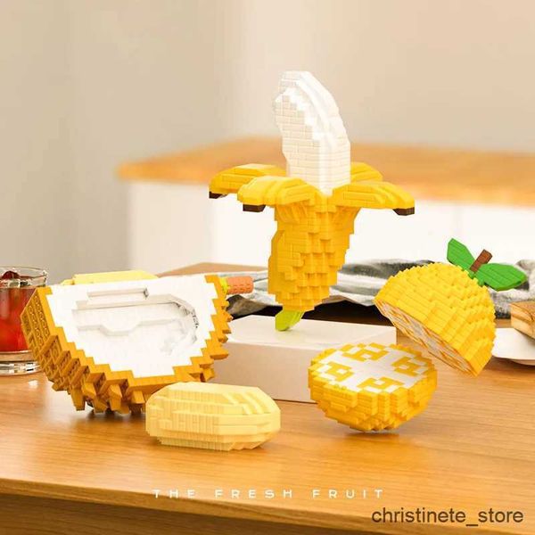 Blocos de criatividade mini série de frutas modelo blocos de construção tijolos melancia mini brinquedos de montagem educacional para crianças