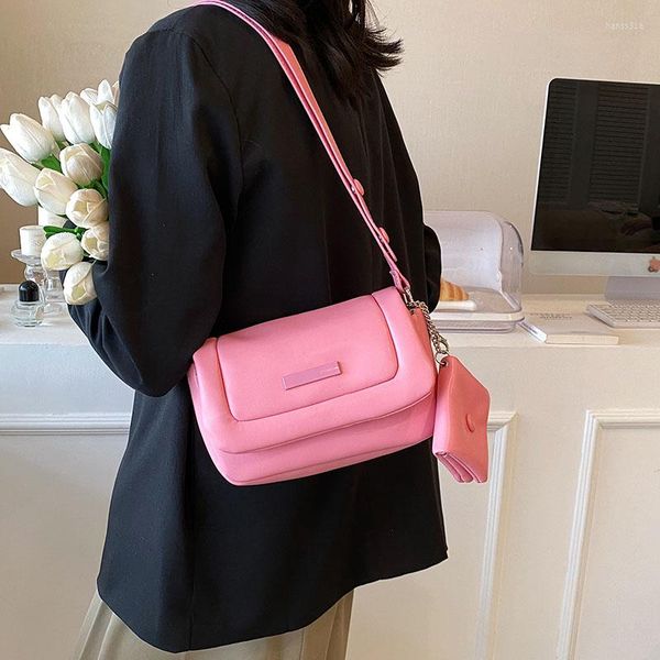 Abendtaschen Weiches Leder Umhängetasche Mit Geldbörse Für Frauen 2023 Reise Satchel Handtasche Trend Rosa Schwarz Schulter Weiblich