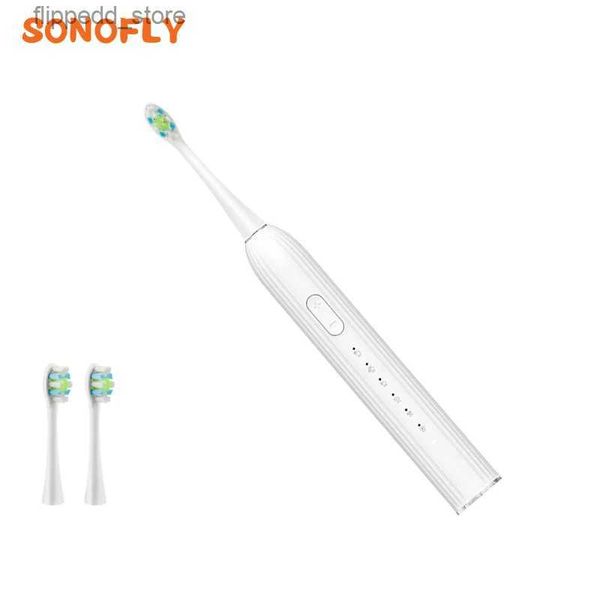 Escova de dentes SONOFLY Elétrica Sonic Escova de dentes IPX7 à prova d'água recarregável Cabeças de substituição Escova de dentes branqueadora 6 Modo de limpeza YS-171 Q231117