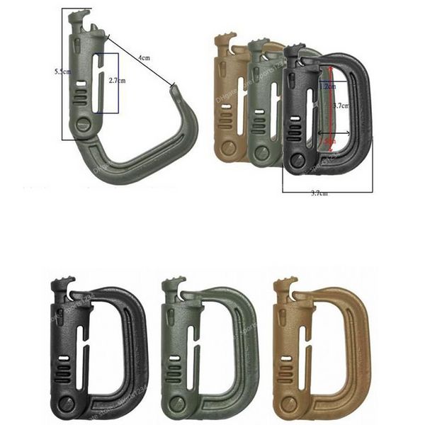 Grimloc Molle Mosquetão D Estilo Anel de travamento Clipe de plástico Chave de pressão Equipamento de fivela Mosquetão Chaveiro ITW Prendedor Bolsa Fivela Camping CaminhadasAcessórios de escalada