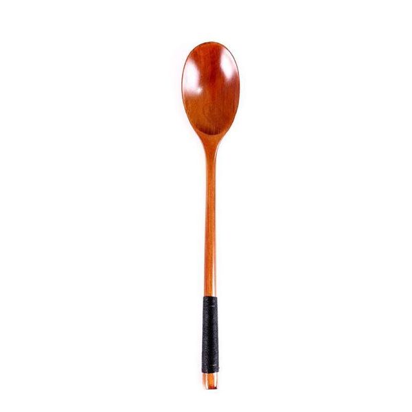 Cucchiai Stile giapponese Cucchiaio a manico lungo in legno Cucchiaio per caffè Tè Cucchiai per mescolare Dessert Miele Zuppa Posate Utensili da cucina Stoviglie Stoviglie Dhc45