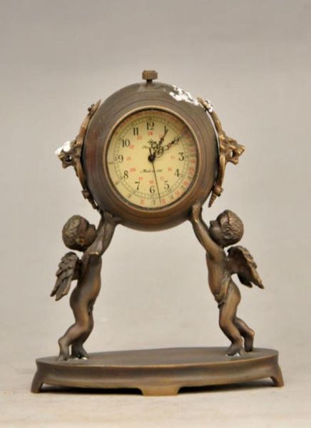 Escultura decorativa de latão antigo de 472 polegadas pode usar relógio mecânico anjo child4110147
