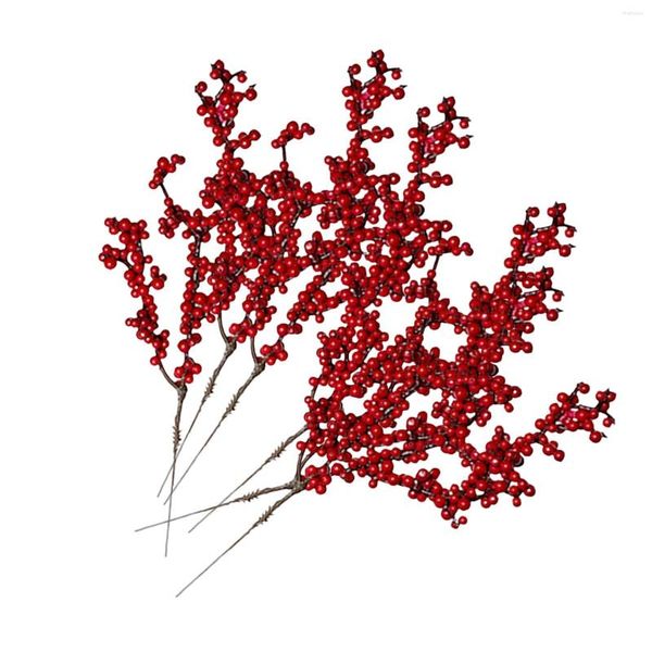 Flores decorativas 6 peças de natal Artificial Flower Berries Ramos para suprimentos de casamento de férias