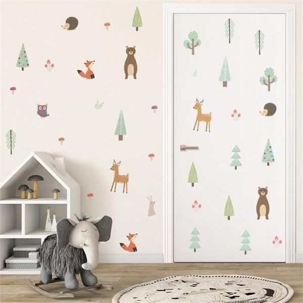 Adesivos de parede Balleenshiny 25/30pcs desenhos animados decoração de quarto para crianças com árvores multifuncionais