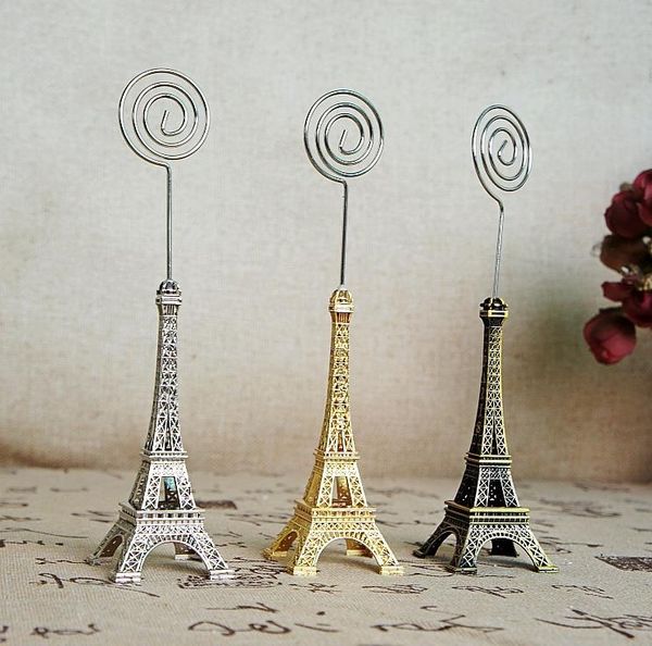 Supplência de festa Eiffel Tower Modelo Base Base Base Place Cardor Metal Seat Glamp Memorando Mensagem Decor de Office Decoração de Casamento Presentes SN4126