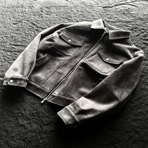 Tasarımcı Ceketler Erkek Ceket Dış Giyim Saint Michael Cho Süet Gevşek Yüksek Sokak Temiz Kazel Deri Ceket Fermuar