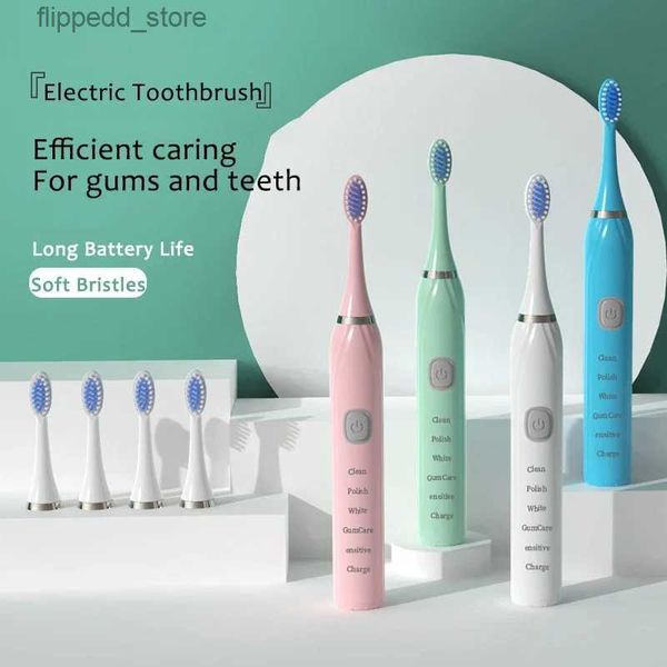 Escova de dentes escova de dentes elétrica ultrassônica recarregável escova dental elétrica de 4 cores USB escova de dentes recarregável 60 dias de vida útil da bateria Q231117