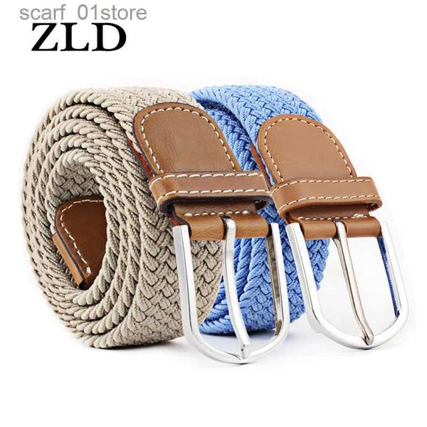 Cinture ZLD 120-130 cm Casual maglia fibbia ad ardiglione cintura da uomo tela tessuta elastica espandibile intrecciata cinture elastiche per le donne JeansL231117