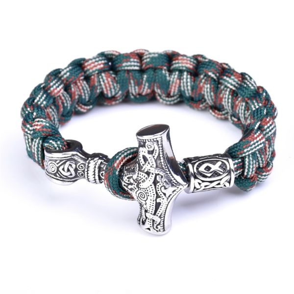 Pulseiras vintage viking hammer pulseiras paracord amulet runas miços