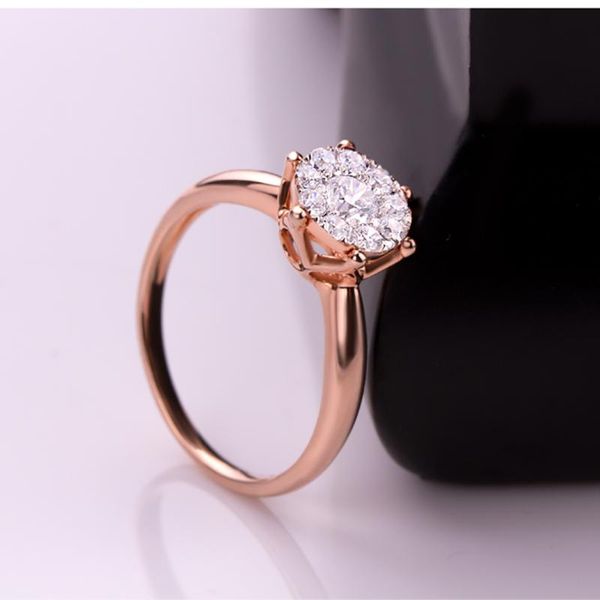 Anelli a grappolo effetto SI/H da 0,8 ct con diamante di fidanzamento in oro GIALLO 18kt Anello di promessa Gioielleria raffinata Matrimonio/Fidanzamento Rotondo