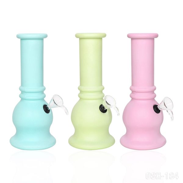 Bong in vetro con base rotonda colorata Macaron con una testa a gas Tubi per l'acqua per fumatori Popolari porta tabacco in acrilico Bong per narghilè in vetro Accessorio per fumatori