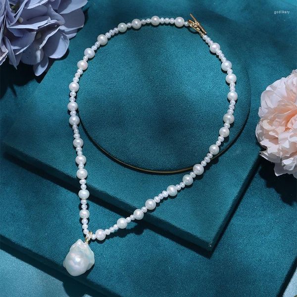 Collane con ciondolo Elegante collana di perle d'acqua dolce naturale Gioielli per donna Donna Nuziale Vere perle barocche Regali dichiarazione girocollo