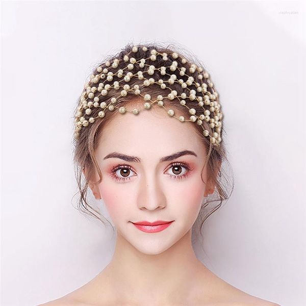 Cabeças de cabeceiras no capacete de noiva Faux Pearl decor