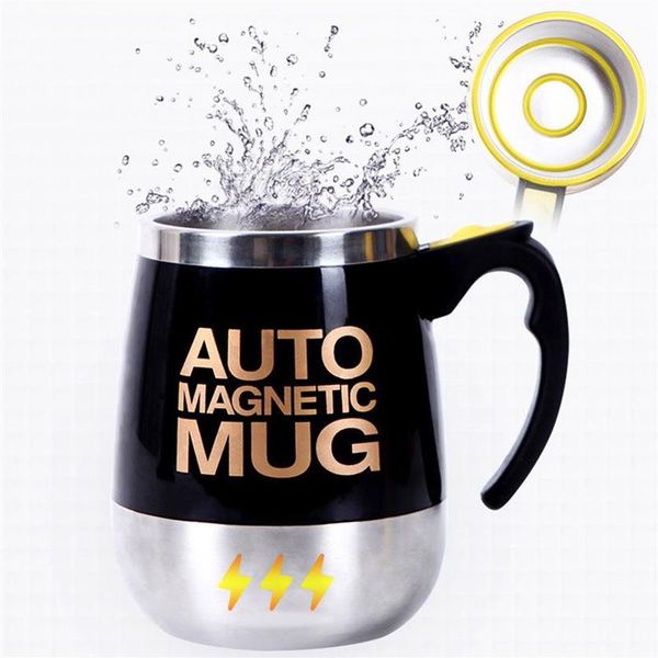 Tazas caneca de café de aço inoxidável magnética auto agitação tampa automática canecas de mistura de leite elétrica preguiçoso inteligente shaker xícara de café t202766