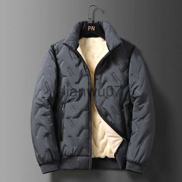 Piumino da uomo Parka 2023 Autunno Inverno Giacca da uomo in lana d'agnello caldo addensare giacche impermeabili da jogging cappotto casual da uomo moda allentato grigio Parke giacca J231117