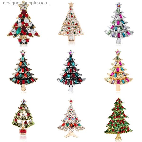 Pinos broches requintados broches de árvore de natal para mulheres moda colorido strass broche pinos jóias la roupas acessórios presente de natall231117
