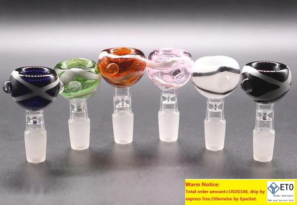 Bunte, berauschende Glas-Räucherschale für Bong, 14 mm, 18 mm männliche Schale, schöne Rutsche für Glas-Bubbler und Aschefänger-Bongschalen ZZ