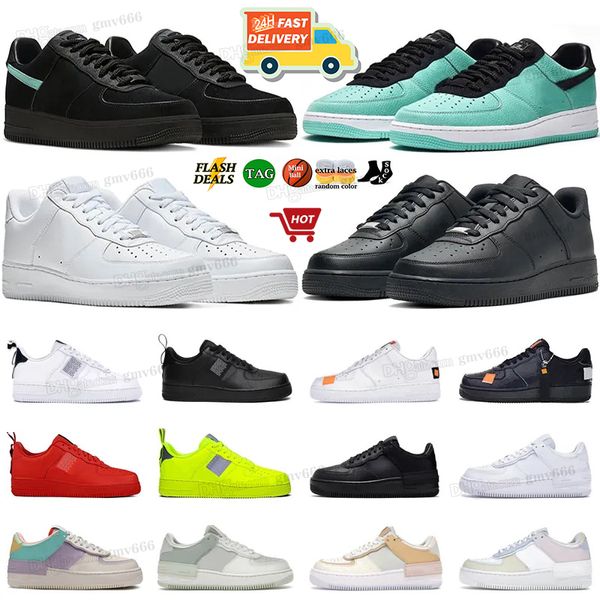 Designer One Schuhe Männer Frauen 1 Low 07 Triple White Black Herren Damen Trainer Outdoor-Sport Plattform flache Turnschuhe