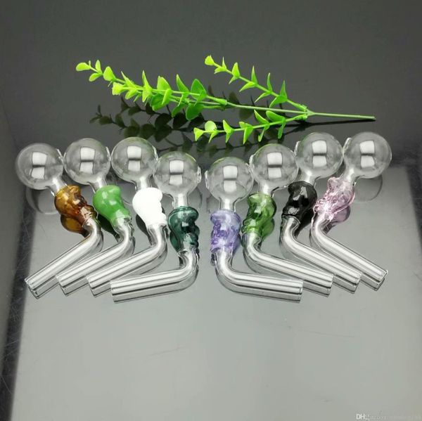 Pfeife Mini Shisha Glasbongs Bunte Metallform Skeleton Ghost Head Curved Glass Pot