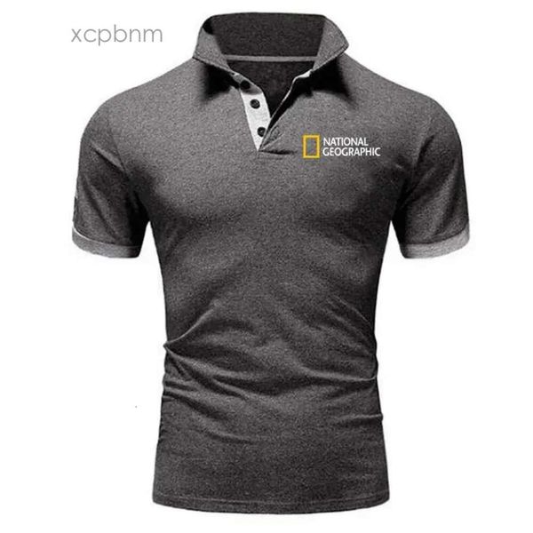 Canal cc de alta qualidade canal geográfico nacional clássico marca polo camisa masculina casual sólido manga curta algodão polos 220623