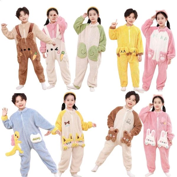 Pigiama di flanella per adolescenti Cosplay Costume animale per bambini Inverno caldo di flanella a maniche lunghe Cartoon Tute intere Tuta per bambini Indumenti da notte 231116