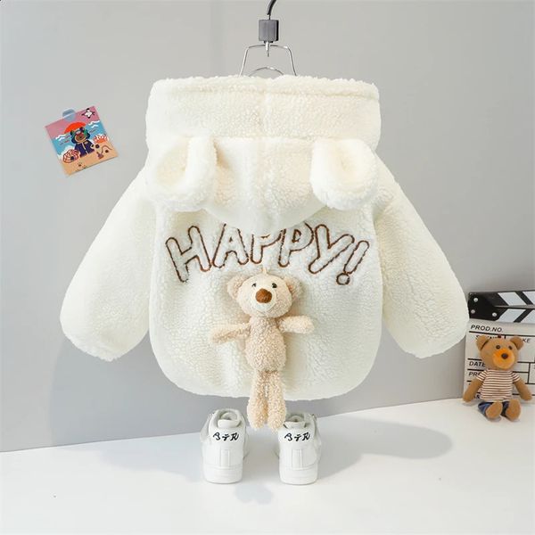 Cappotto invernale da bambina da ragazzo Cappotto per bambini Cappotto da esterno caldo peluche Orso cartone animato Baby Park Giacca con cappuccio per bambini carino 231117