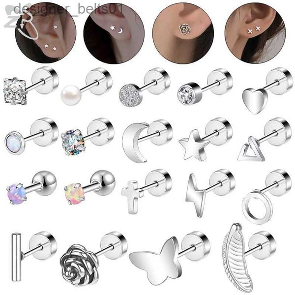 Stud ZS 2 pçs / lote 20G Estrela Coração Borboleta Brinco para Mulheres Brinco de Cristal de Aço Inoxidável Orelha Cartilagem Helix Tragus PiercingL231117