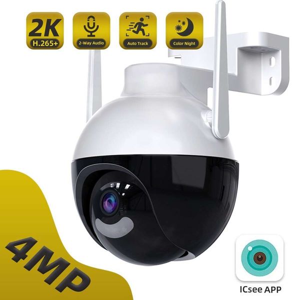 Nuova telecamera IP PTZ da 4MP Wireless Audio bidirezionale Video sorveglianza esterna Visione notturna a colori 2K Sicurezza AI Pista CCTV Telecamera WIFI