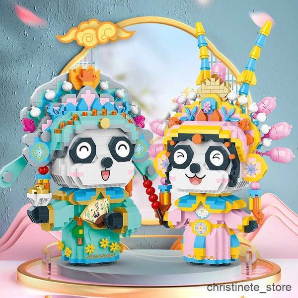 Blocchi 1145PCS Cute Panda Building Blocks Opera cinese Modello di assemblaggio di animali Giocattoli dei mattoni Decorazione del desktop Regali di Natale per bambini