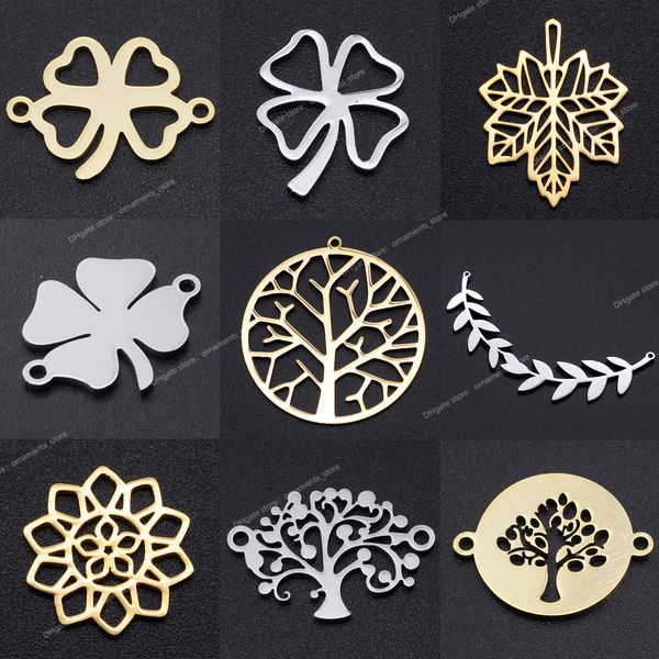 5pcs/Los Maple Blatt DIY Charms Großhandel 316 Edelstahl Luck