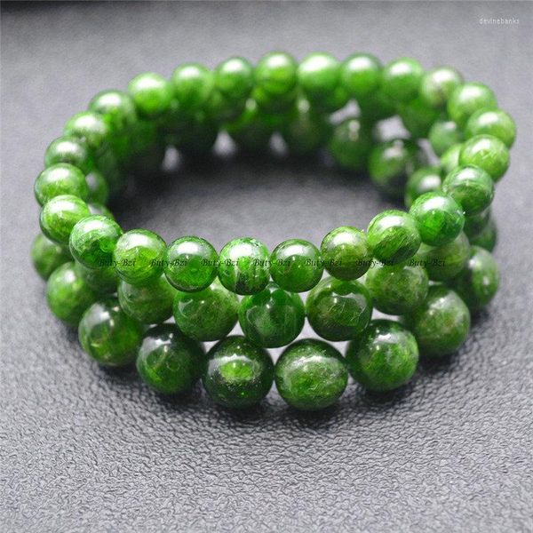 Strand di alta qualità costosa pietra verde liscia perline tonde linea elastica braccialetti 6-12 mm