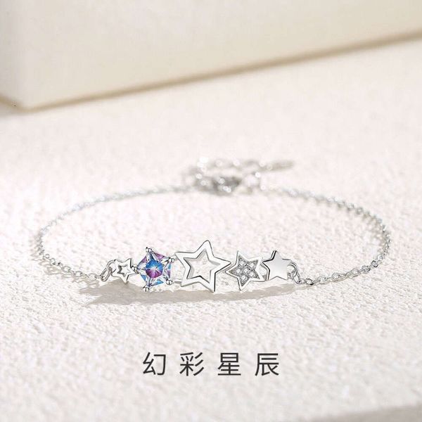 Sterling Sier S Fantasy Star Friend Armband Studentin, koreanische Ausgabe, leicht, INS, farblos, unsterblich, Qi-Netz, rot, einfach