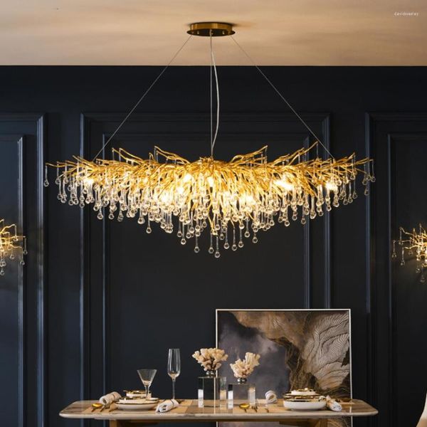 Lampadari Design lungo Ramo Lampadario Goccia d'acqua Hanglamp per sala da pranzo Decorazione vivente Lustre El Lobby Lighting