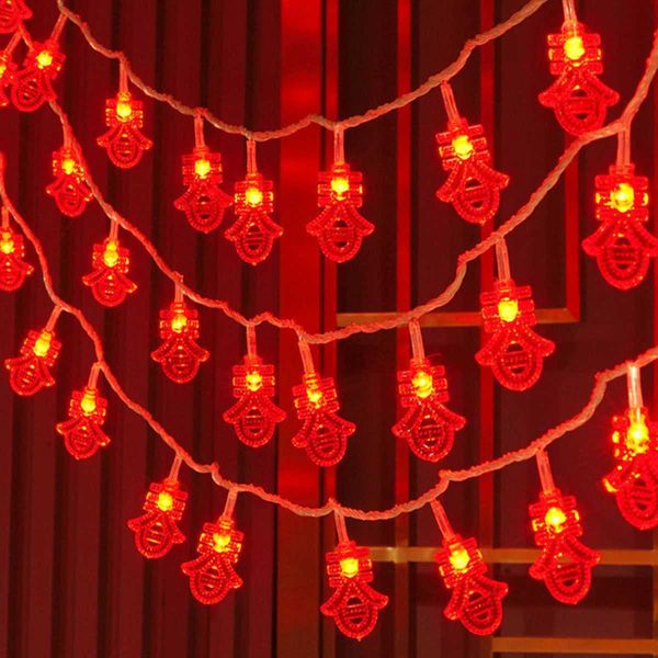 Светодиодные струны красные фонаря легкие струны милые китайские пластиковые фонари китайский Новый год 2023 г.