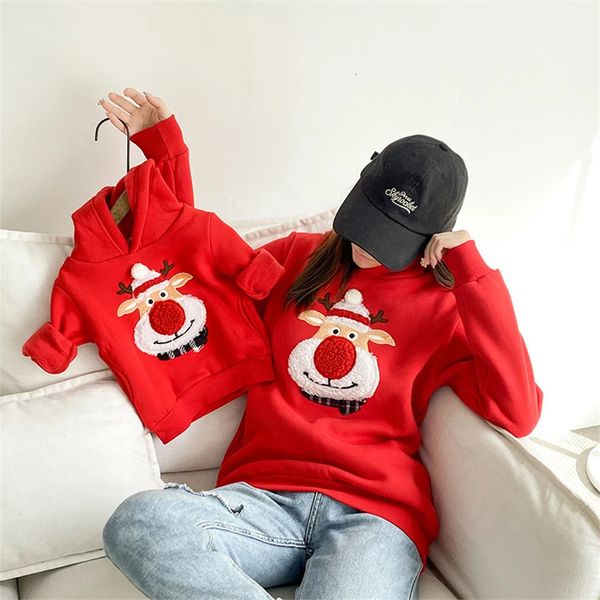 Abiti coordinati per la famiglia Costumi mamma e io Natale brutto maglione con cappuccio Top Abiti coordinati per la famiglia Albero di Natale Alce Padre Madre Figlia Figlio Bambini 231117