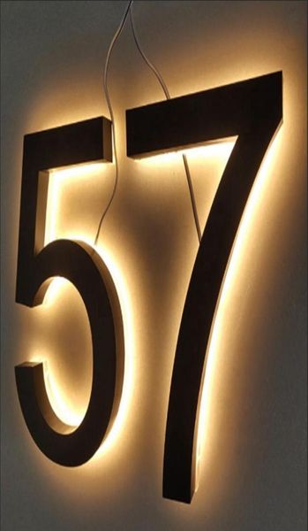 Andere Wohnkultur Metall 3D LED Hausnummern Licht Outdoor Wasserdicht El Türschilder Edelstahl Leuchtende Buchstaben Zeichen Adresse N2772724