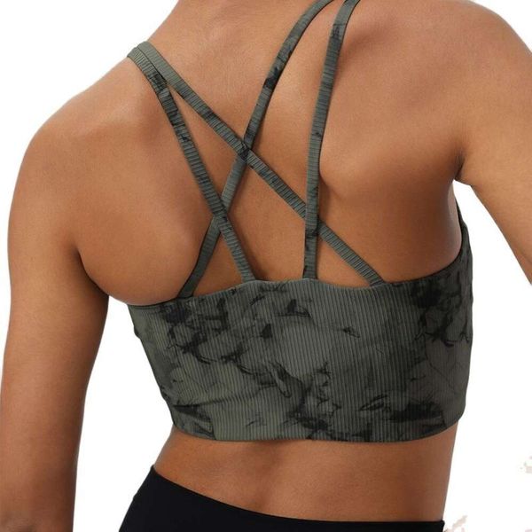 Lu Lu Align Yoga Lemon 2023 Novo sutiã esportivo profissional fitness top suspender colete tecido rosqueado processo de impressão tie-dye com LL Jogger