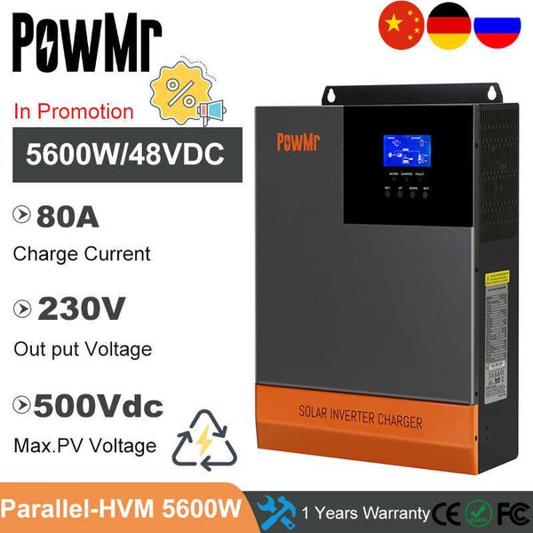 5600W 48V 230V Kapalı Izgara Güneş İnverter MPPT ile Pil Panel Sistemi için Güneş Şarj Cihazı Max PV 500VDC 6 Birim Paralel