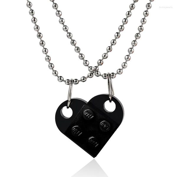 Anhänger Halsketten Ziegel Herz Halskette Für Frauen Männer Mädchen Jungen Paare Valentinstag Geschenk Harajuku Stil Egirl Puzzle Mode Bunt